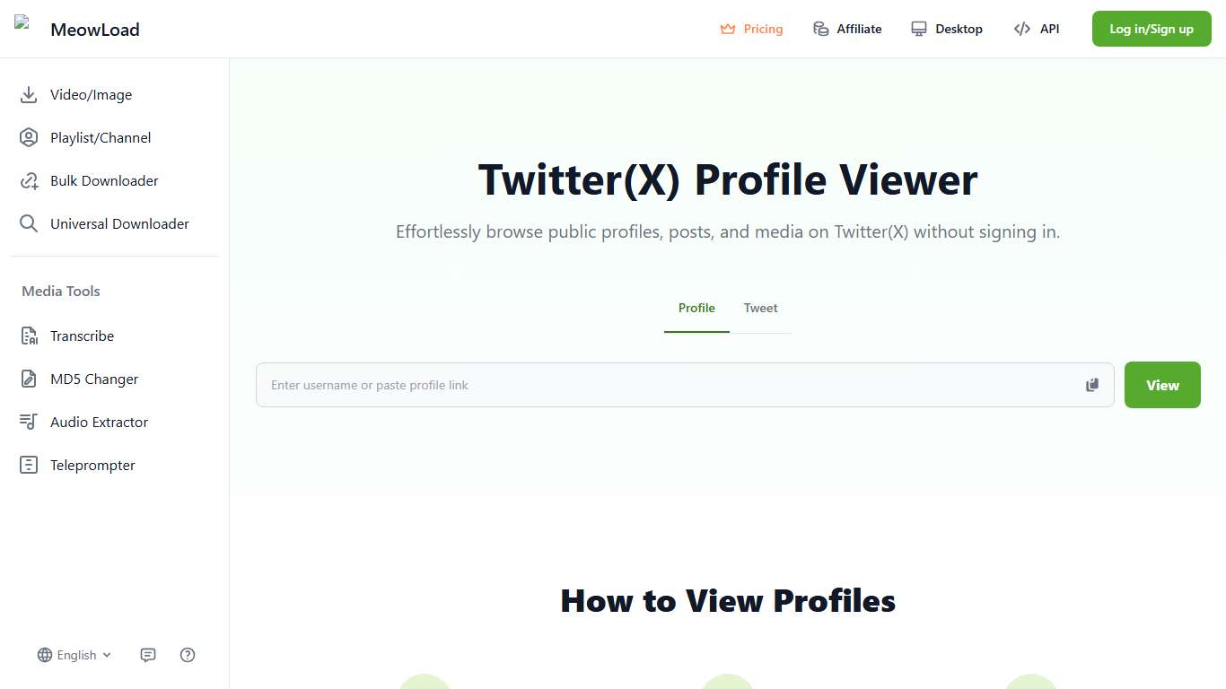 Twitter(X) Profile Viewer – Explore Public Profiles Privately - MeowLoad